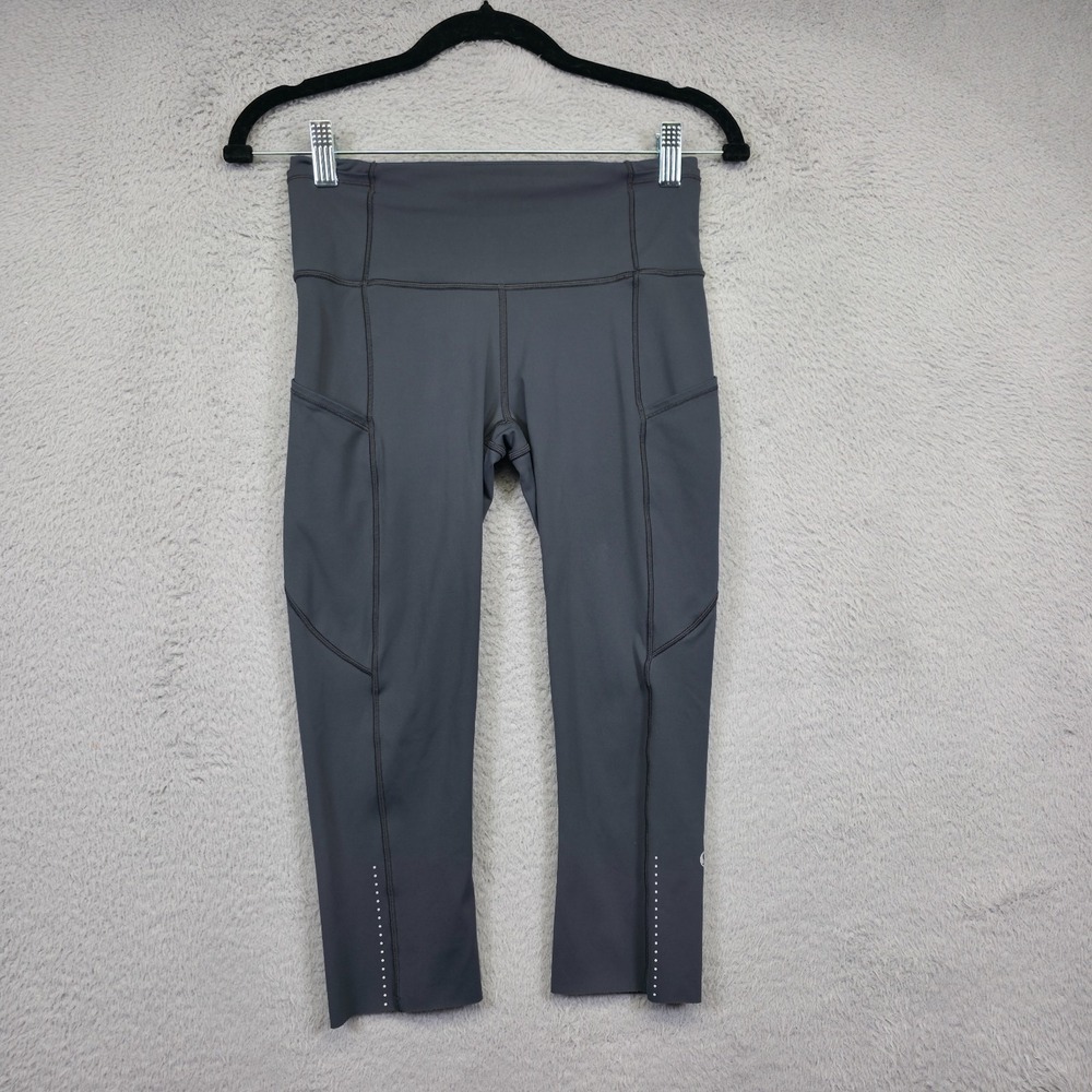 Lululemon Leggings Womens 6 Gray Fast Free Crop II 19" Nulux Yoga Gym Reflective